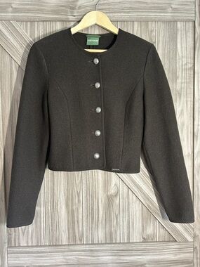 Geiger Austria Pure New Wool Cropped Tyrolean Jacket Brown Blazer Fits s